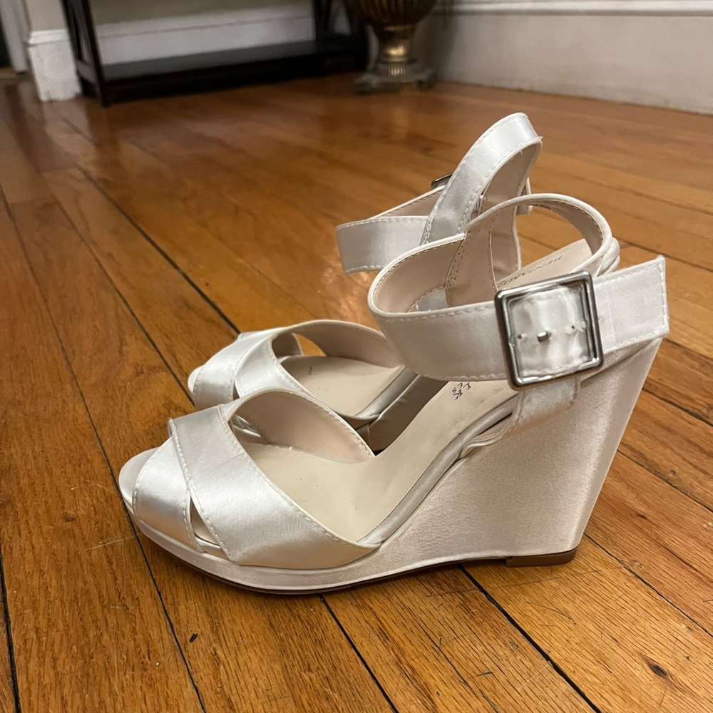 Beautiful ivory bridal platform wedges